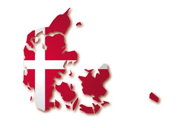 Mapa Bandeira de Denmark — Vetor de Stock
