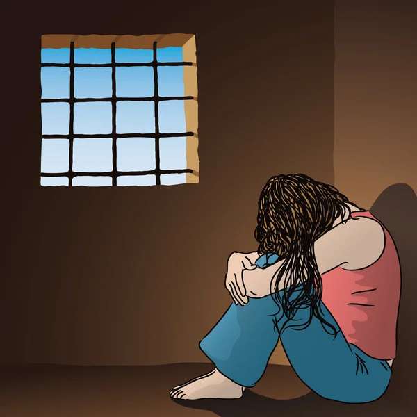 Femme emprisonnée — Image vectorielle