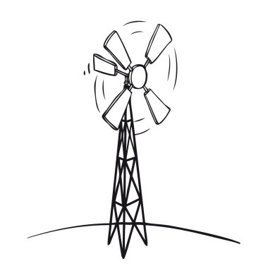 Old wind turbine clipart