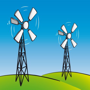 Old wind turbine clipart