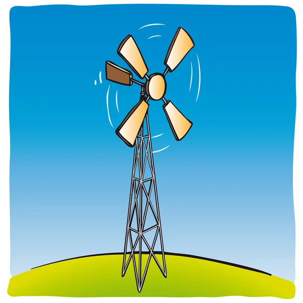 Antigua turbina eólica — Vector de stock