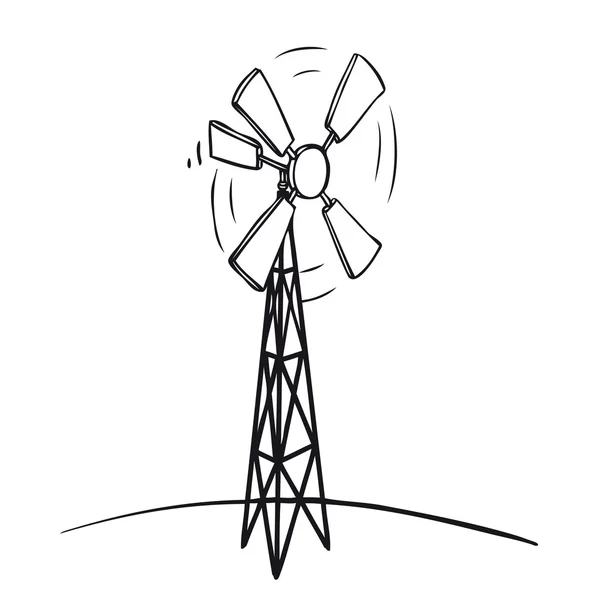 Old wind turbine — Stock Vector