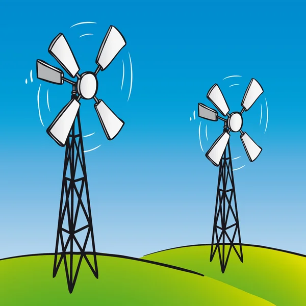 Stary turbin wiatrowych — Wektor stockowy