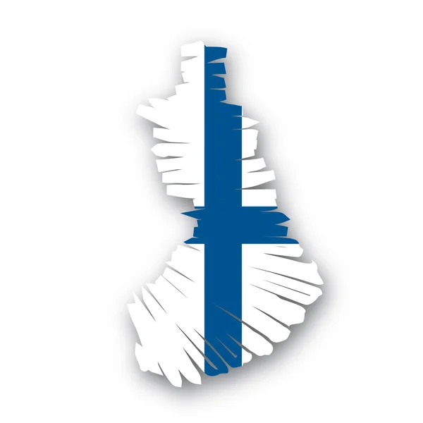 Zászló Finnország Térkép — Stock Vector