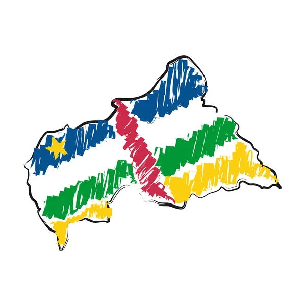 Mapa Bandeira República Centro-Africana — Vetor de Stock