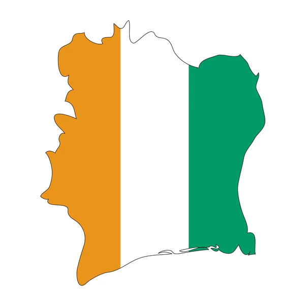 Mapa Bandeira Cote Ivoire — Vetor de Stock