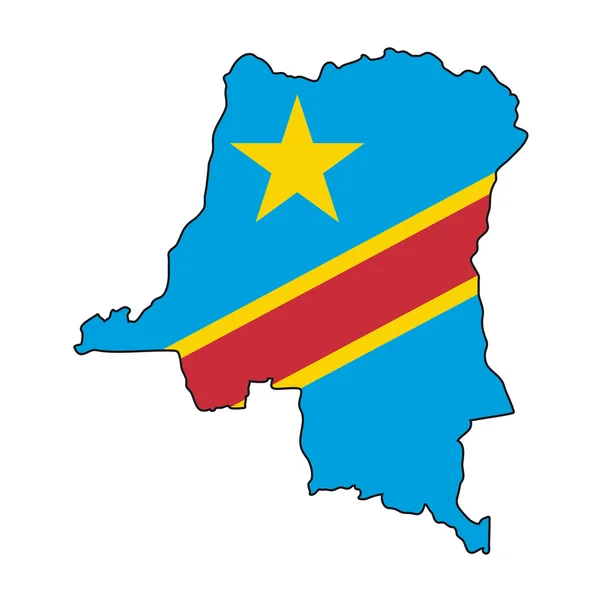 깃발의 콩고 민주 공화국 지도 — 스톡 벡터