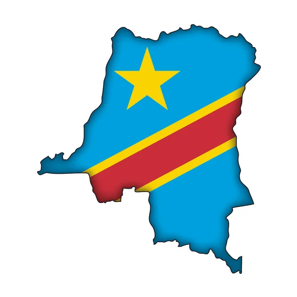 Mappa bandiera Repubblica Democratica del Congo — Vettoriale Stock