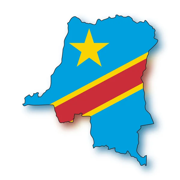 Map flag Democratic Republic of the Congo — Stock Vector