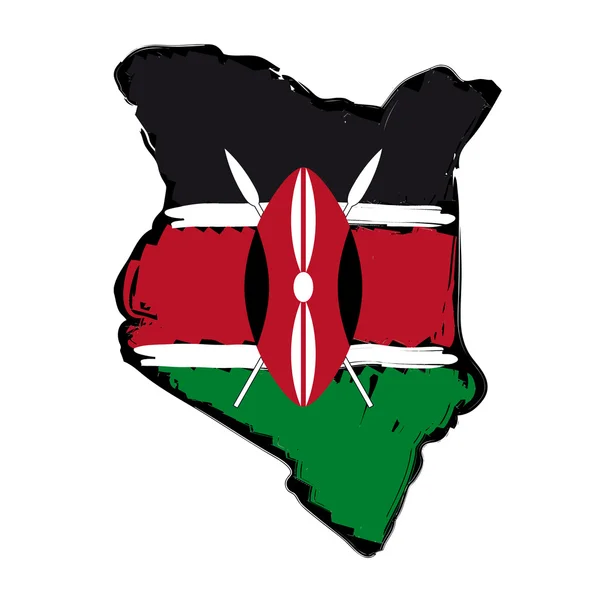Mappa bandiera Kenya — Vettoriale Stock
