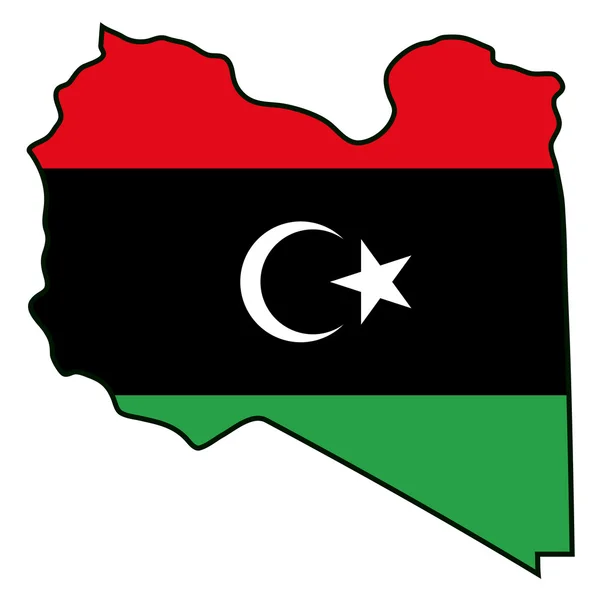 플래그 리비아 지도 — 스톡 벡터