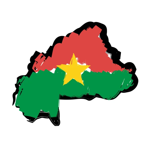 Mappa bandiera Burkina Faso — Vettoriale Stock