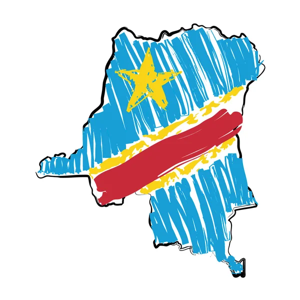 Mapa Bandeira República Democrática do Congo — Vetor de Stock