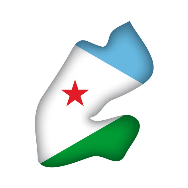 Karta flagga Djibouti — Stock vektor