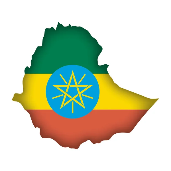 Mapa Bandeira Etiópia — Vetor de Stock