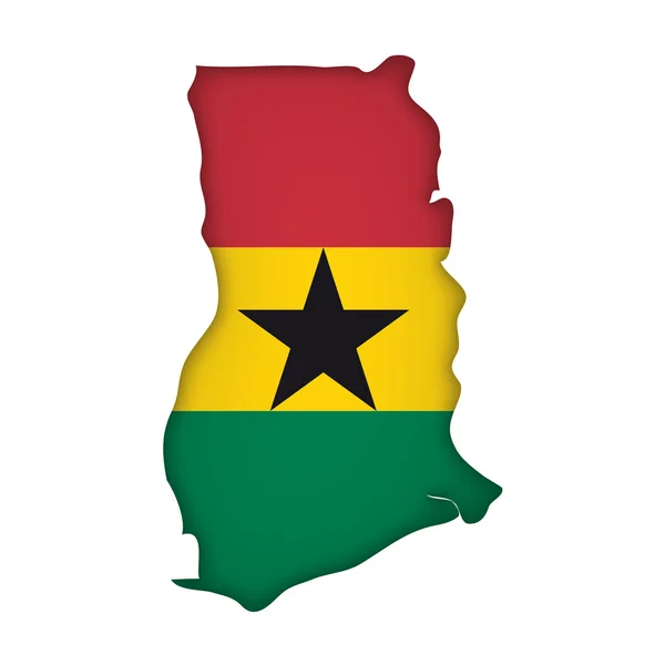 Mapa Bandera Ghana — Vector de stock