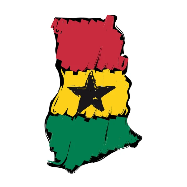 Карта прапор Гани — стоковий вектор