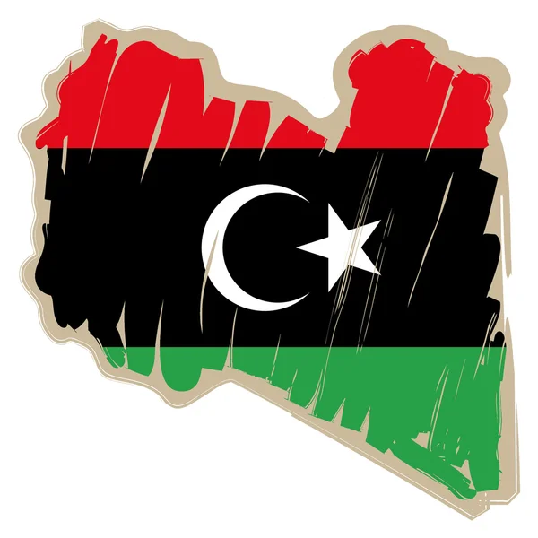 Mapa Bandera Libya — Vector de stock