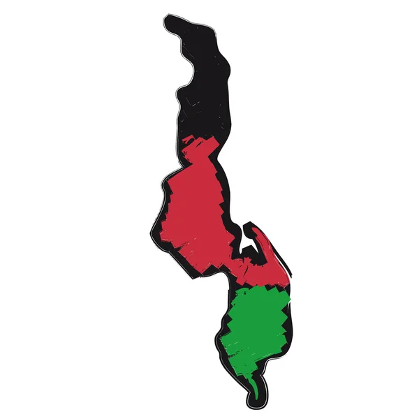 Malavi Haritası bayrak — Stok Vektör