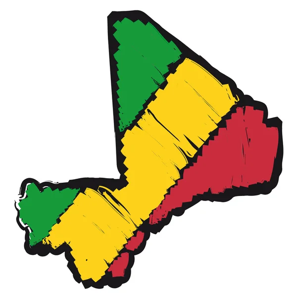 Mapa Bandera Mali — Vector de stock