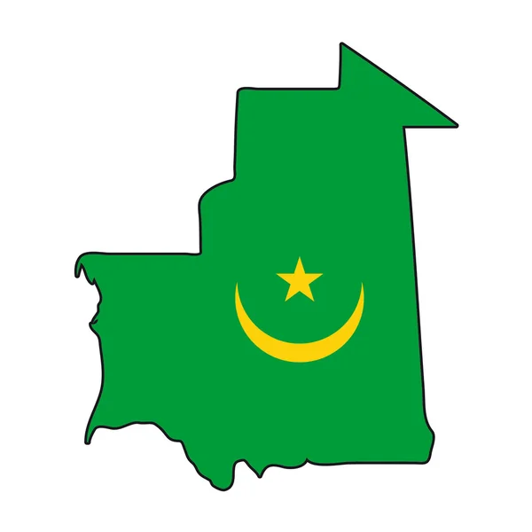 Zászló Mauritánia Térkép — Stock Vector
