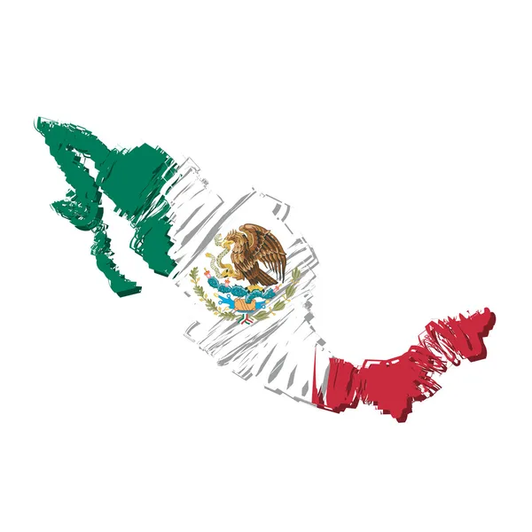 Karte Flagge Mexiko — Stockvektor