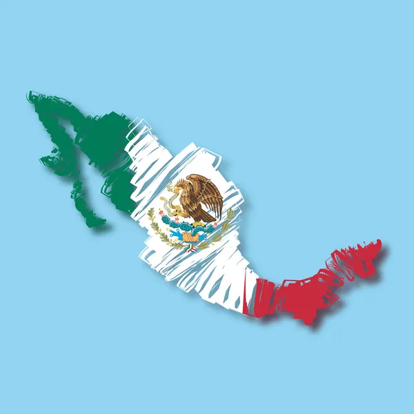 Mapa Flaga Meksyku — Wektor stockowy