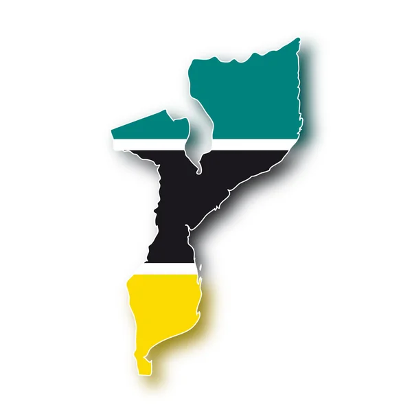 Zászló Mozambik Térkép — Stock Vector