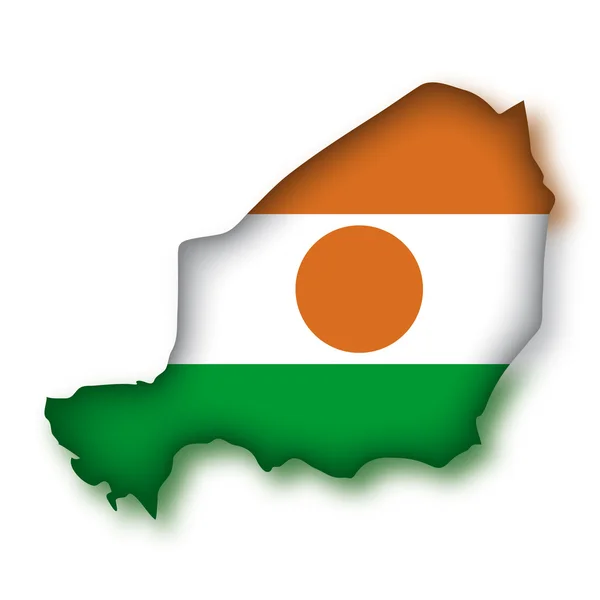 Harita bayrak Nijer — Stok Vektör