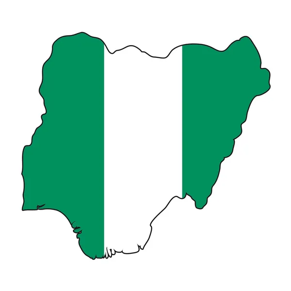 Mapa bandera Nigeria — Vector de stock