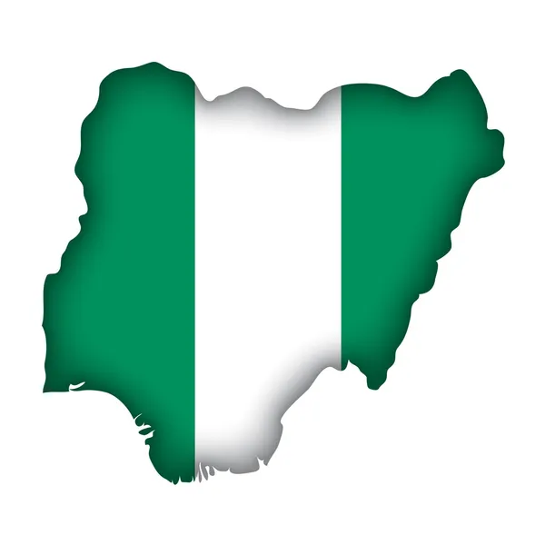 Karta flagga nigeria — Stock vektor