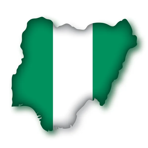 Harita bayrak Nijerya — Stok Vektör