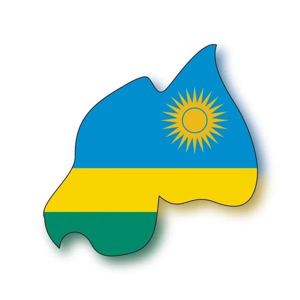 Mappa bandiera Ruanda — Vettoriale Stock