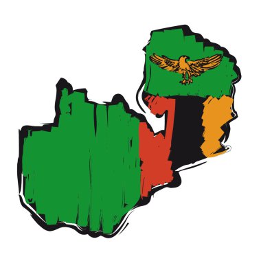 Map flag Zambia clipart