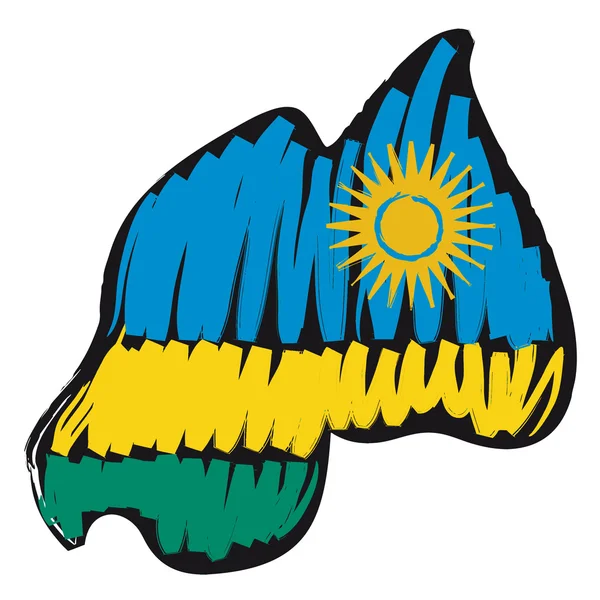 Mapa Bandeira Ruanda — Vetor de Stock