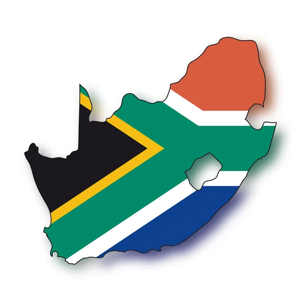 旗の南アフリカをマップします。 — ストックベクタ