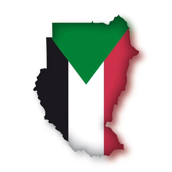 Mapa Bandeira Sudan — Vetor de Stock