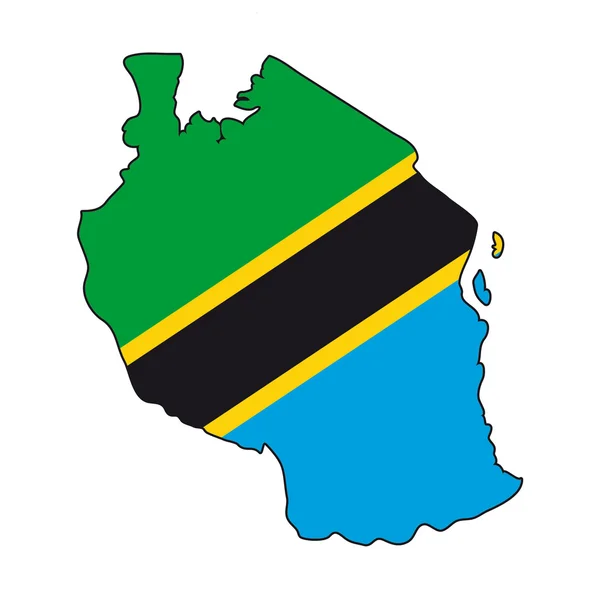 Mappa bandiera Tanzania — Vettoriale Stock
