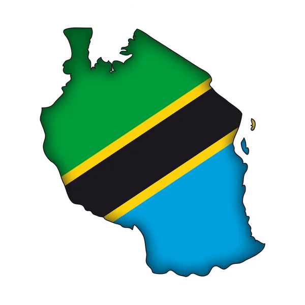 Mappa bandiera Tanzania — Vettoriale Stock