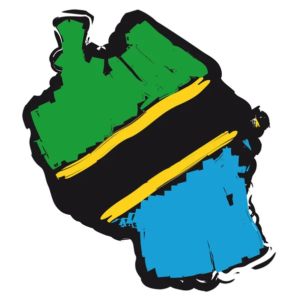 Mapa Bandera Tanzania — Vector de stock