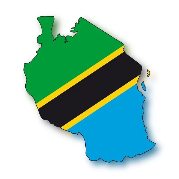 Karta flagga tanzania — Stock vektor