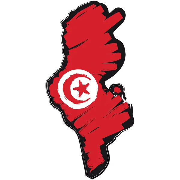 Mapa Bandeira Tunisia —  Vetores de Stock