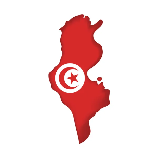 Mapa označit Tunisko — Stockový vektor