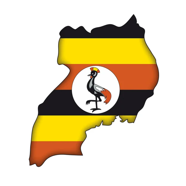Mapa Bandeira Uganda — Vetor de Stock