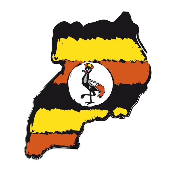 Landkarte Flagge Ugandas — Stockvektor
