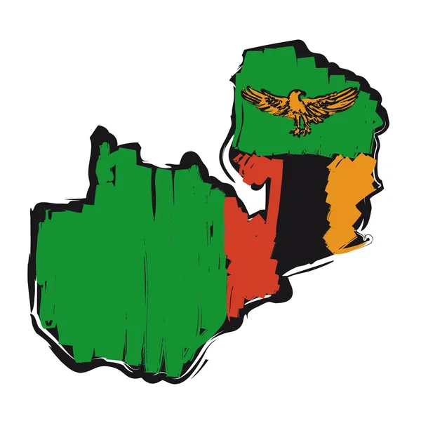 Mapa Bandeira Zâmbia — Vetor de Stock