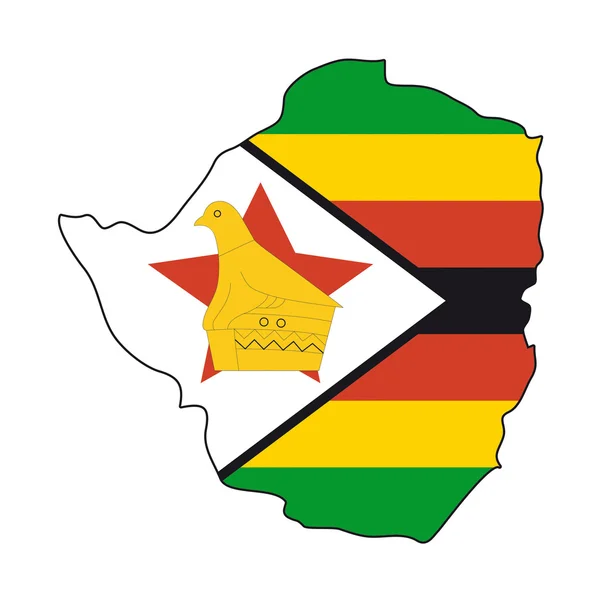 Mapa vlajka zimbabwe — Stockový vektor