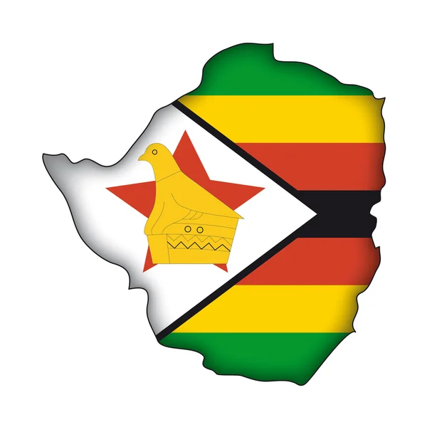 Mappa bandiera Zimbabwe — Vettoriale Stock