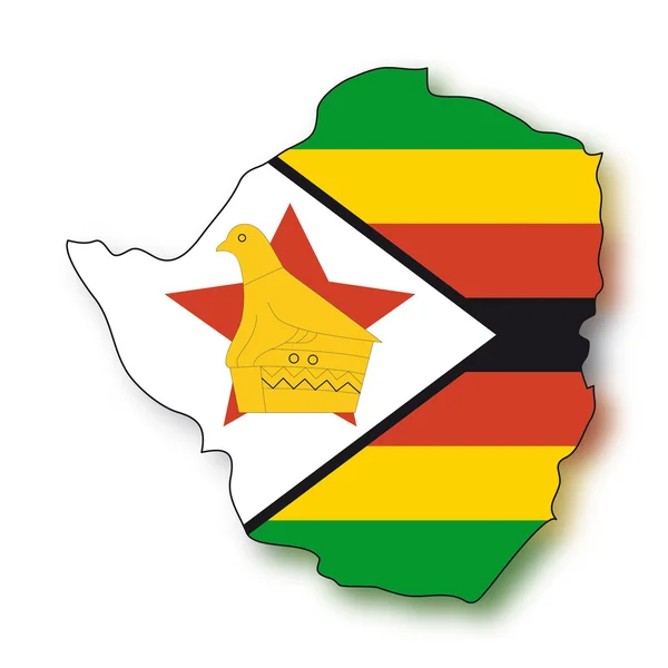 Mapa Bandeira Zimbabwe —  Vetores de Stock