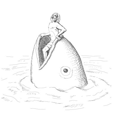 Jonah and the fish clipart